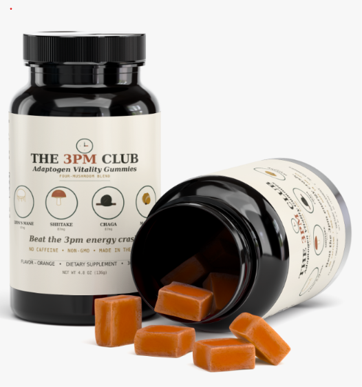 The 3PM Club gummies pouring out of the bottle